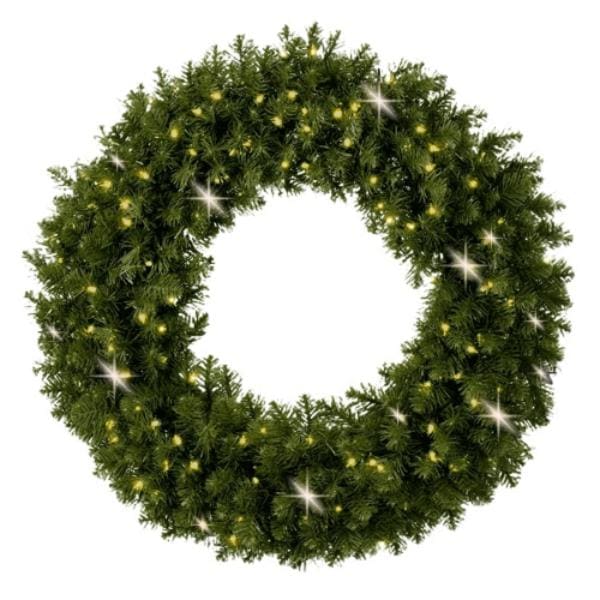 Commercial Grade Pre - Lit Green Wreath – Warm White 5mm Lights - Napa Valley Wildflower Co.