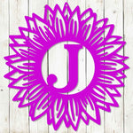 Custom Monogram Sunflower Metal Garden Yard Sign - Napa Valley Wildflower Co.