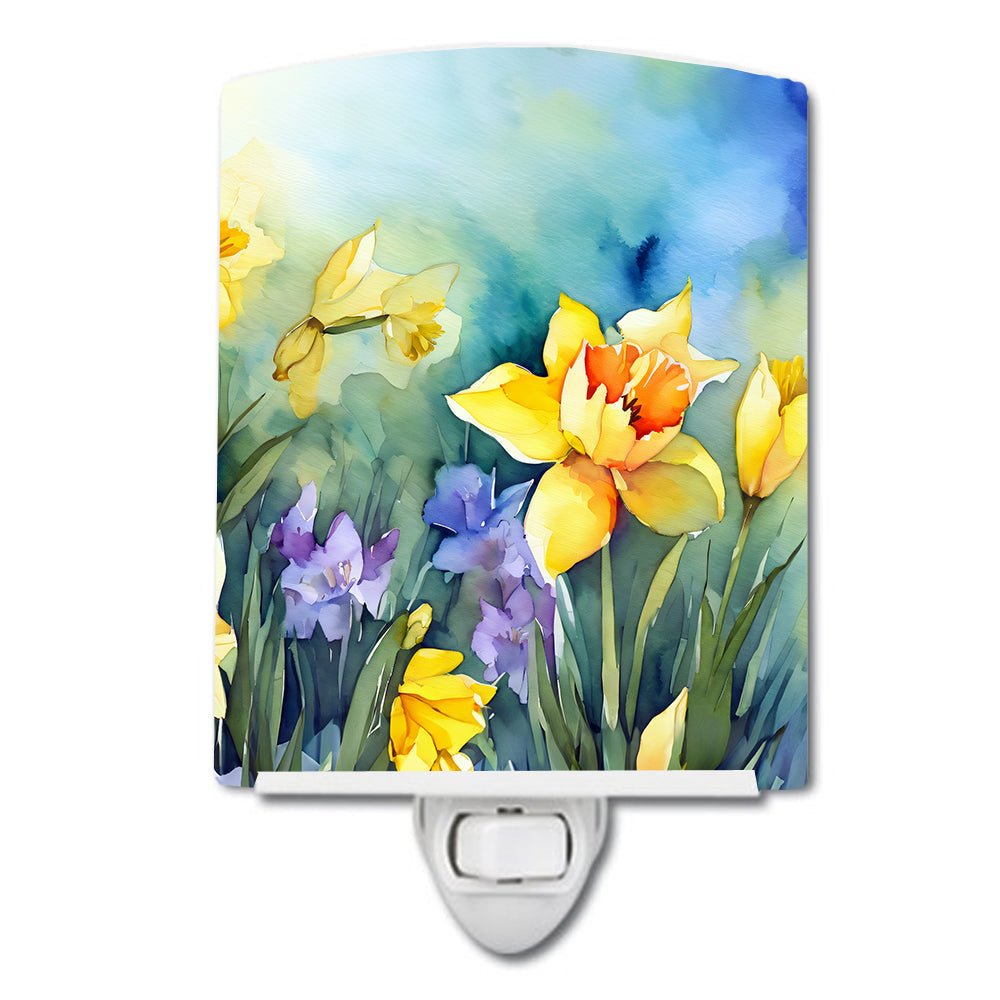 Daffodils in Watercolor Ceramic Nightlight - Napa Valley Wildflower Co.