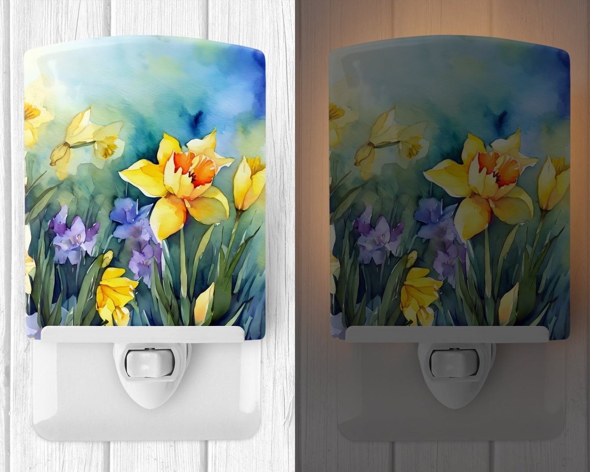 Daffodils in Watercolor Ceramic Nightlight - Napa Valley Wildflower Co.