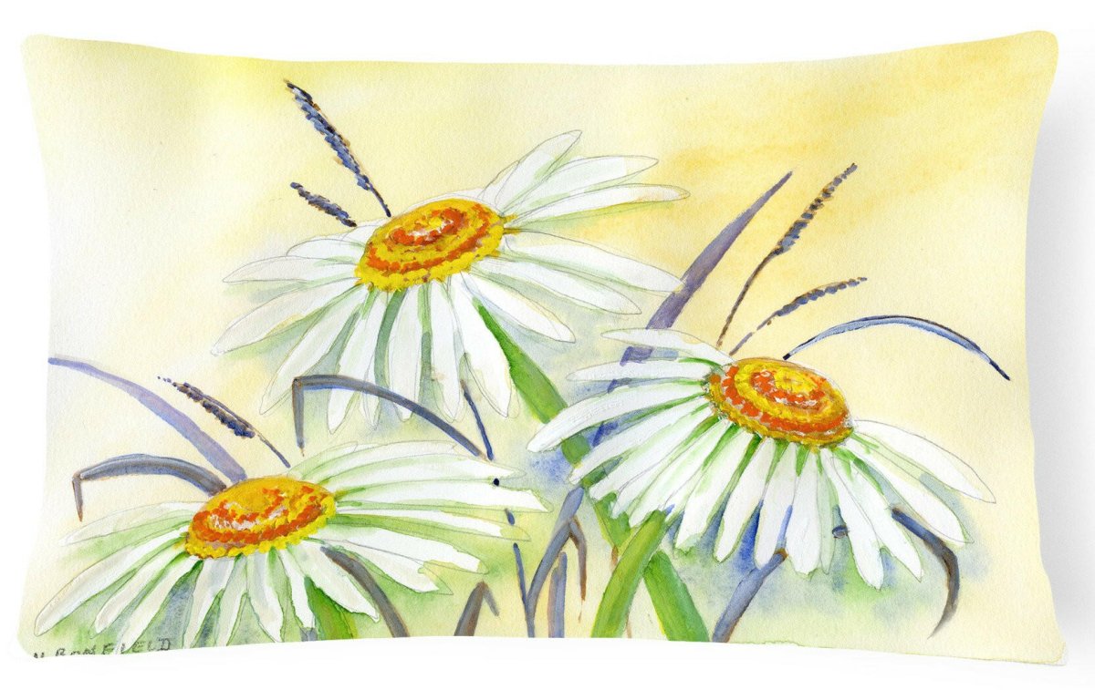 Daisy Print Canvas Fabric Decorative Pillow 12x16 - Napa Valley Wildflower Co.