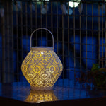 Daisy Punched Metal Solar Lantern | Decorative Outdoor Solar Light - Napa Valley Wildflower Co.