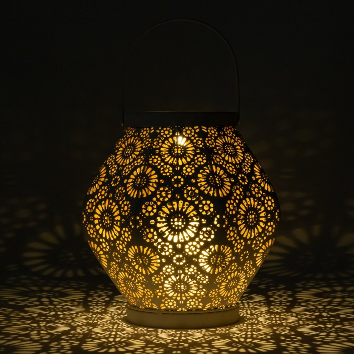 Daisy Punched Metal Solar Lantern | Decorative Outdoor Solar Light - Napa Valley Wildflower Co.