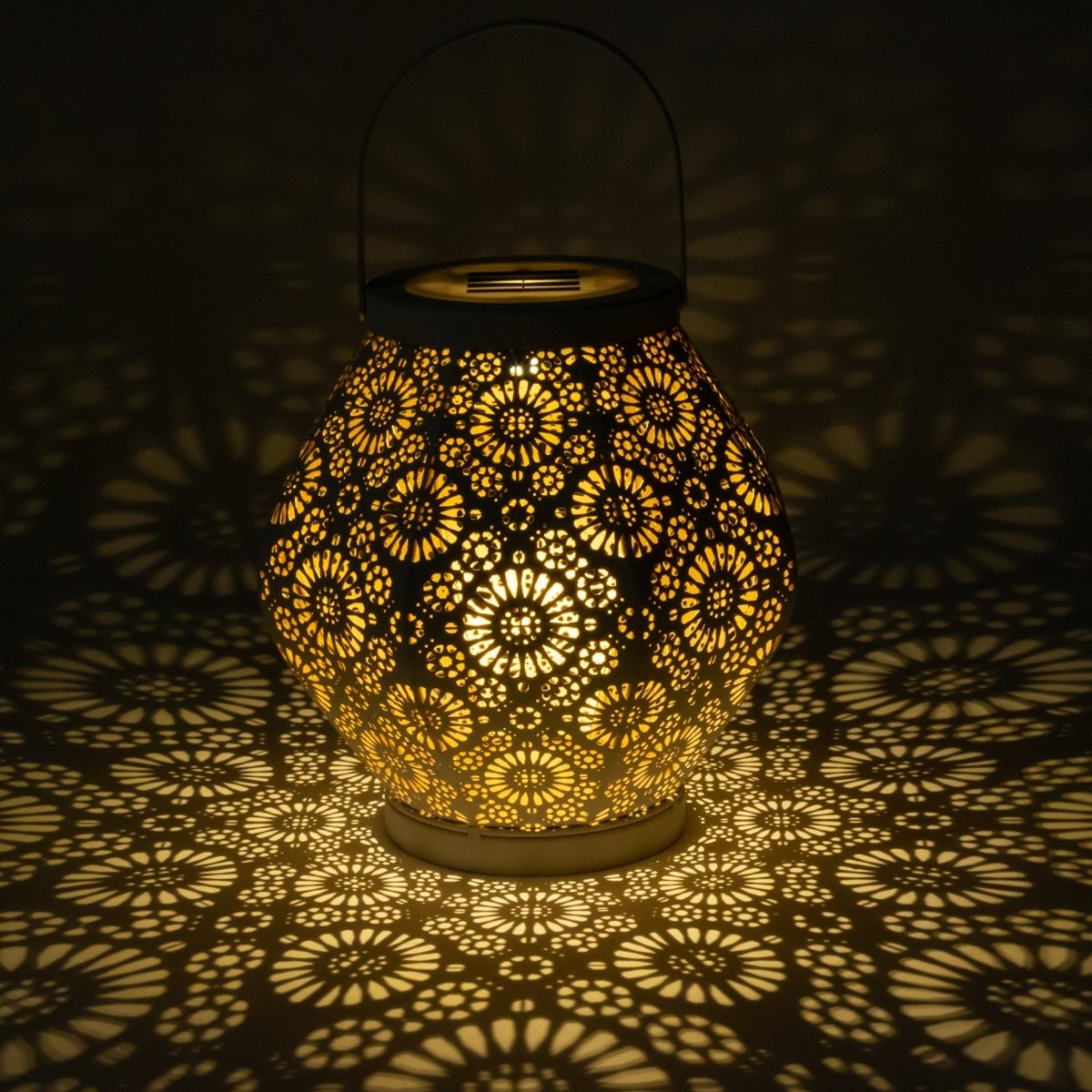 Daisy Punched Metal Solar Lantern | Decorative Outdoor Solar Light - Napa Valley Wildflower Co.