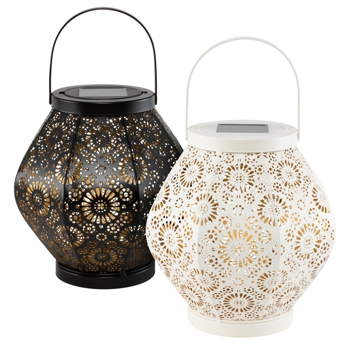 Daisy Punched Metal Solar Lanterns – 2 - Pack - Napa Valley Wildflower Co.