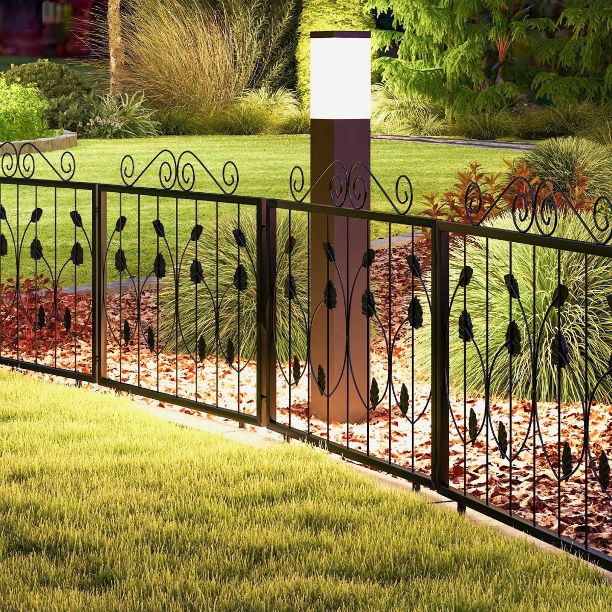 Decorative Garden Fence – 8 Panel Metal Animal Barrier Border (15 Ft, Black) - Napa Valley Wildflower Co.
