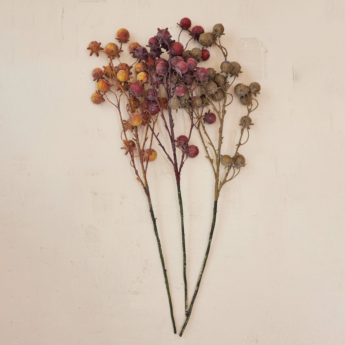 Distressed Faux Rose Hip Stem | 3 Colors - Napa Valley Wildflower Co.