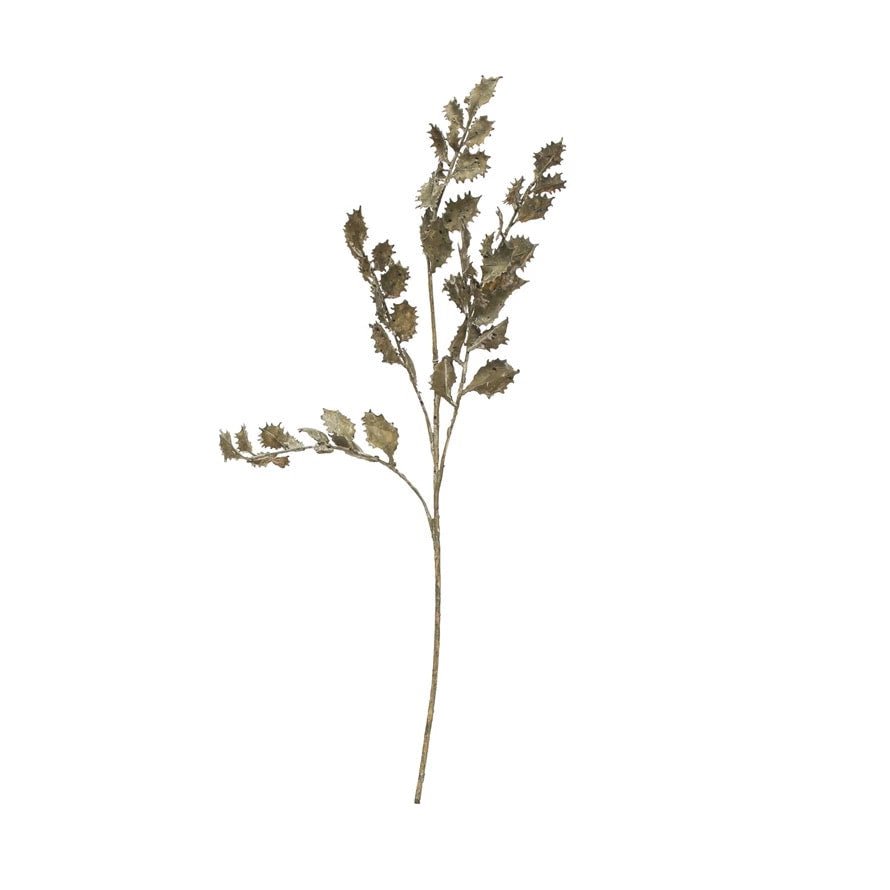 Distressed Green Faux Holly Leaf Pick - Napa Valley Wildflower Co.
