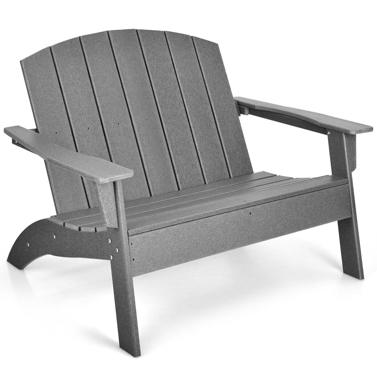 Double Adirondack Patio Chair – HDPE Outdoor Loveseat with Armrests (Gray) - Napa Valley Wildflower Co.