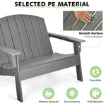 Double Adirondack Patio Chair – HDPE Outdoor Loveseat with Armrests (Gray) - Napa Valley Wildflower Co.