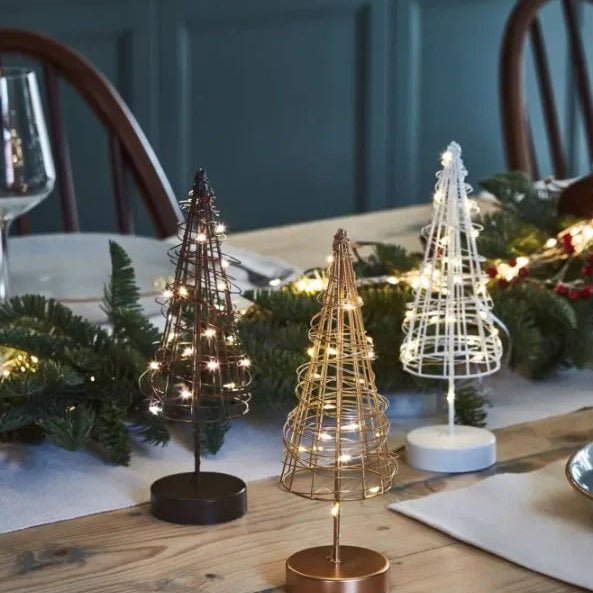 Elegant LED Wire Christmas Tree Ornament | Warm Gold Light - Napa Valley Wildflower Co.