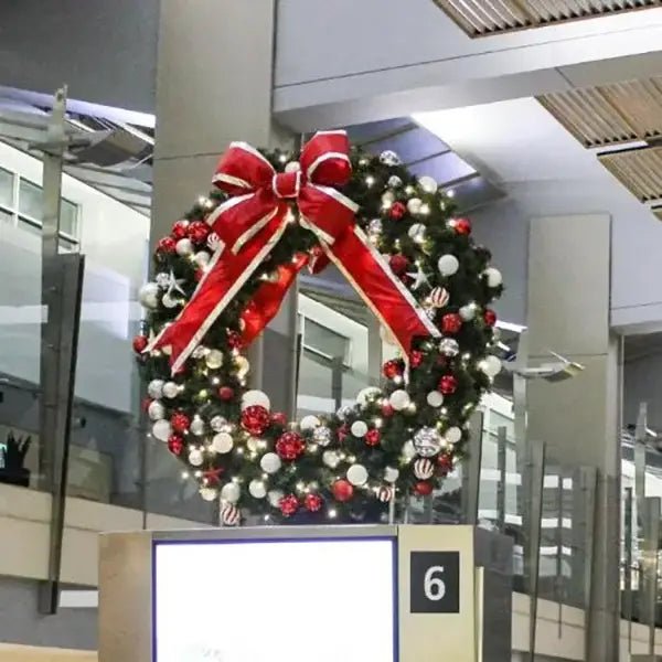 Elegant Pre - Decorated Christmas Wreath - Red, White &amp; Silver - Napa Valley Wildflower Co.