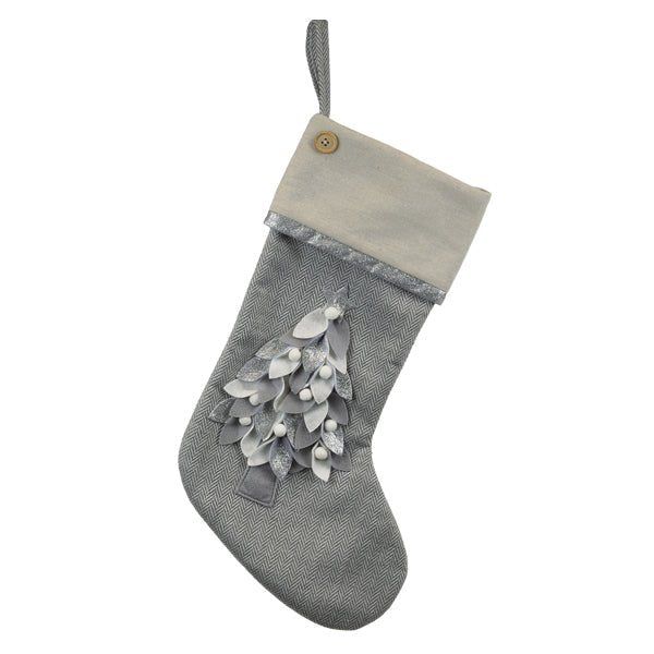Elegant Stocking with Tree Motif | Silver & Gold Collection - Napa Valley Wildflower Co.