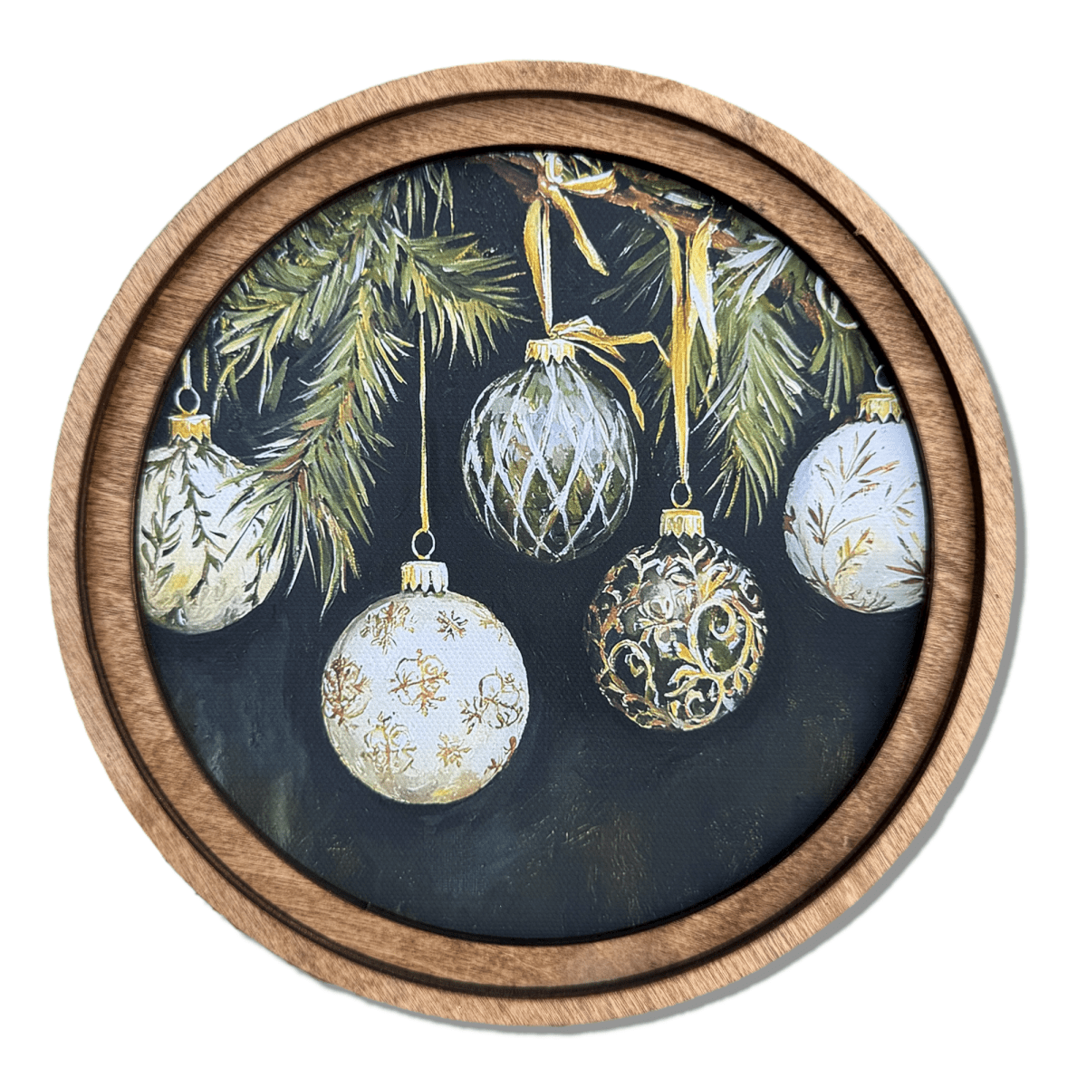 Elegant Vintage Ornaments Round Canvas Art | 8" Diameter - Napa Valley Wildflower Co.