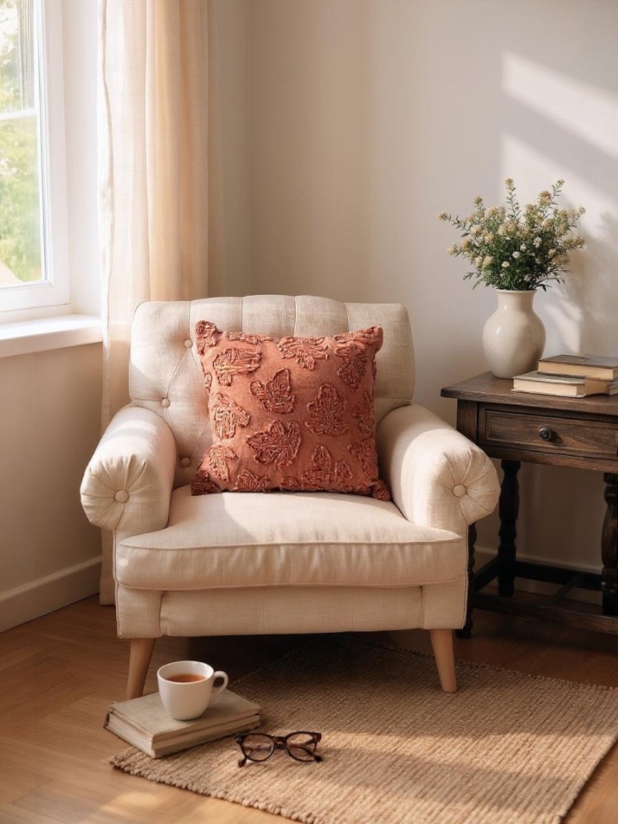 Fall Leaf Orange Stonewashed Throw Pillow - Napa Valley Wildflower Co.