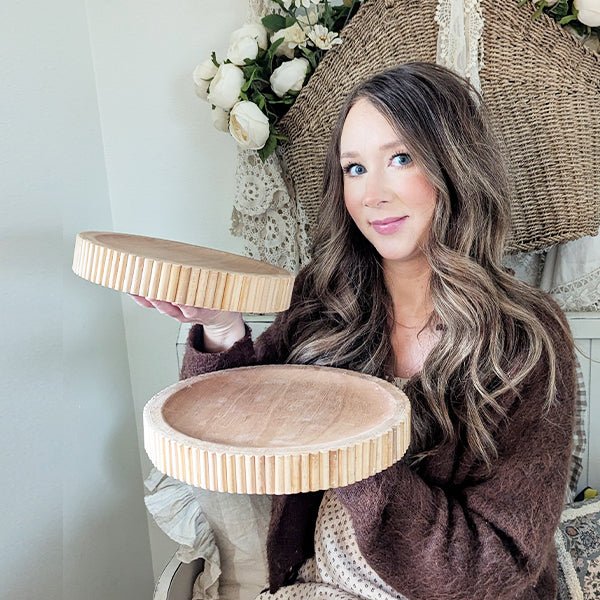 Fluted Wooden Display Trays, Set of Two - Napa Valley Wildflower Co.