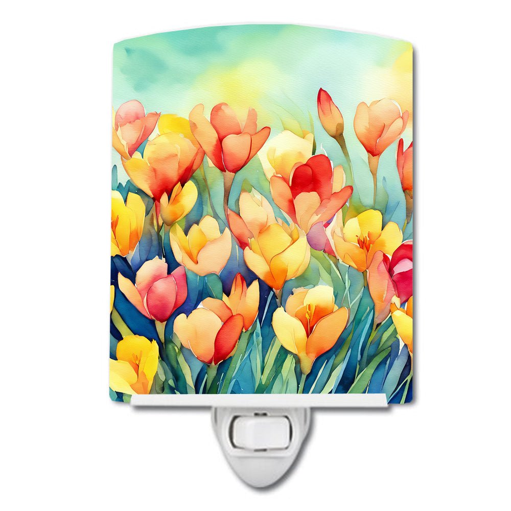 Freesias in Watercolor Ceramic Nightlight - Napa Valley Wildflower Co.