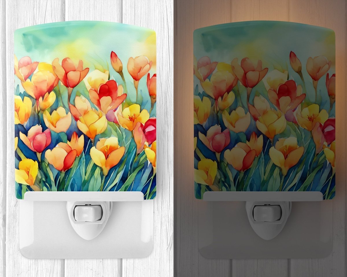 Freesias in Watercolor Ceramic Nightlight - Napa Valley Wildflower Co.