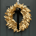 Gold Bay Leaf Christmas Wreath with Black Velvet Bow - Napa Valley Wildflower Co.