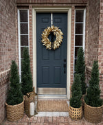 Gold Bay Leaf Christmas Wreath with Black Velvet Bow - Napa Valley Wildflower Co.