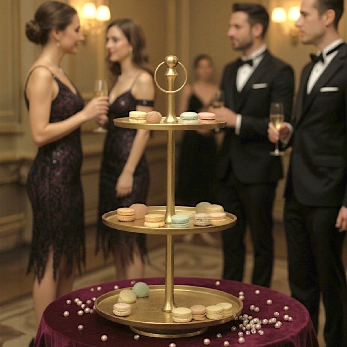 Gold Metal & Aluminum 3 - Tier Tray - Napa Valley Wildflower Co.