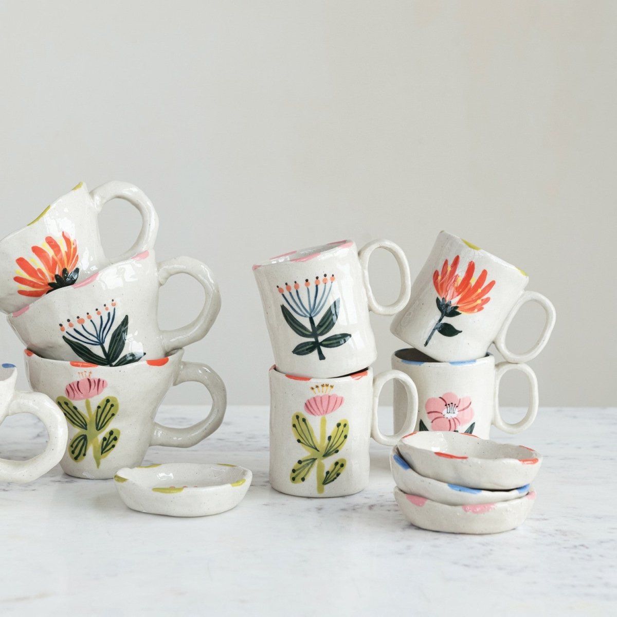 Hand - Painted Ceramic Petite Floral Mug | 4 Styles - Napa Valley Wildflower Co.