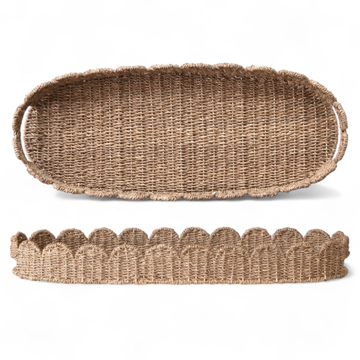 Hand - Woven Bankuan Scalloped Tray with Handles - Napa Valley Wildflower Co.