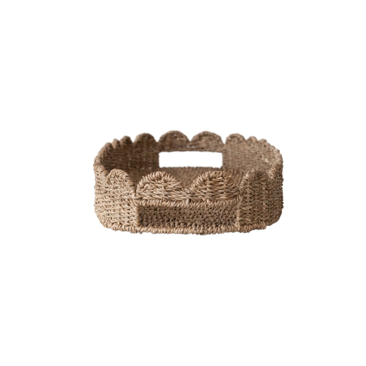 Hand - Woven Bankuan Scalloped Tray with Handles - Napa Valley Wildflower Co.