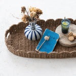 Hand - Woven Bankuan Scalloped Tray with Handles - Napa Valley Wildflower Co.