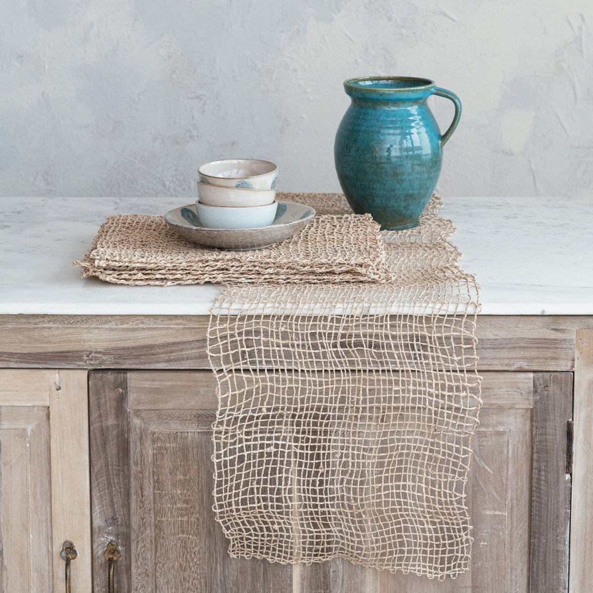 Hand - Woven Natural Banana Leaf Table Runner - Napa Valley Wildflower Co.
