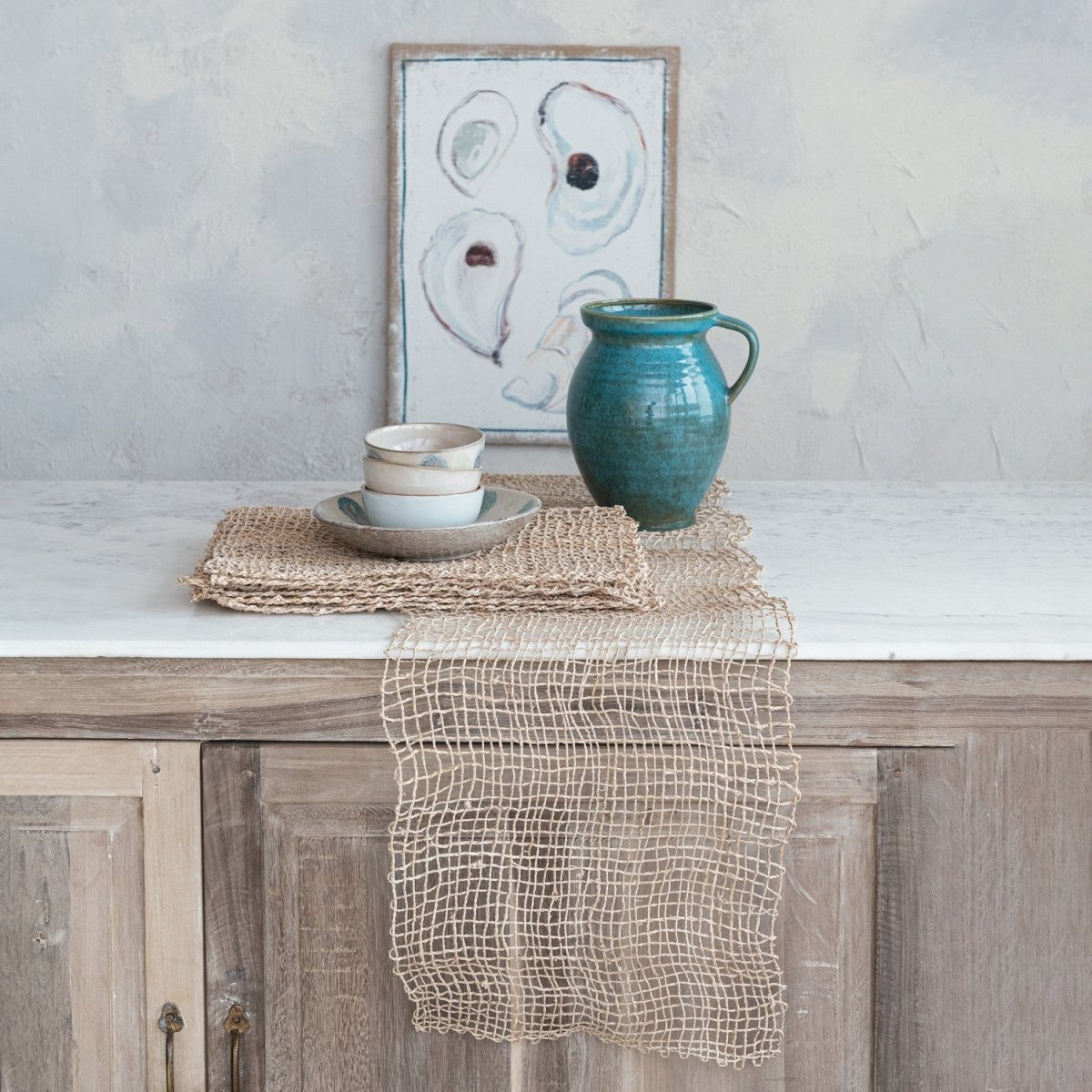 Hand - Woven Natural Banana Leaf Table Runner - Napa Valley Wildflower Co.