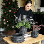 Handcrafted Textured Outdoor Matte Black Planters, Set of 3 - Napa Valley Wildflower Co.