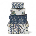 Handmade Blue Paisley Print Nested Gift Boxes - Napa Valley Wildflower Co.
