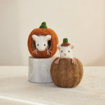 Handmade Wool Felt Pumpkin with Mouse | 2 Styles - Napa Valley Wildflower Co.
