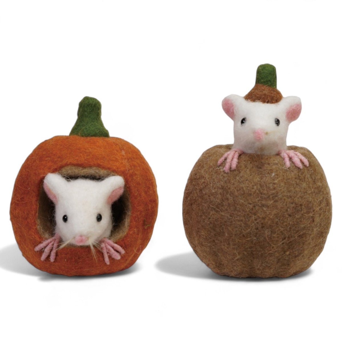 Handmade Wool Felt Pumpkin with Mouse | 2 Styles - Napa Valley Wildflower Co.