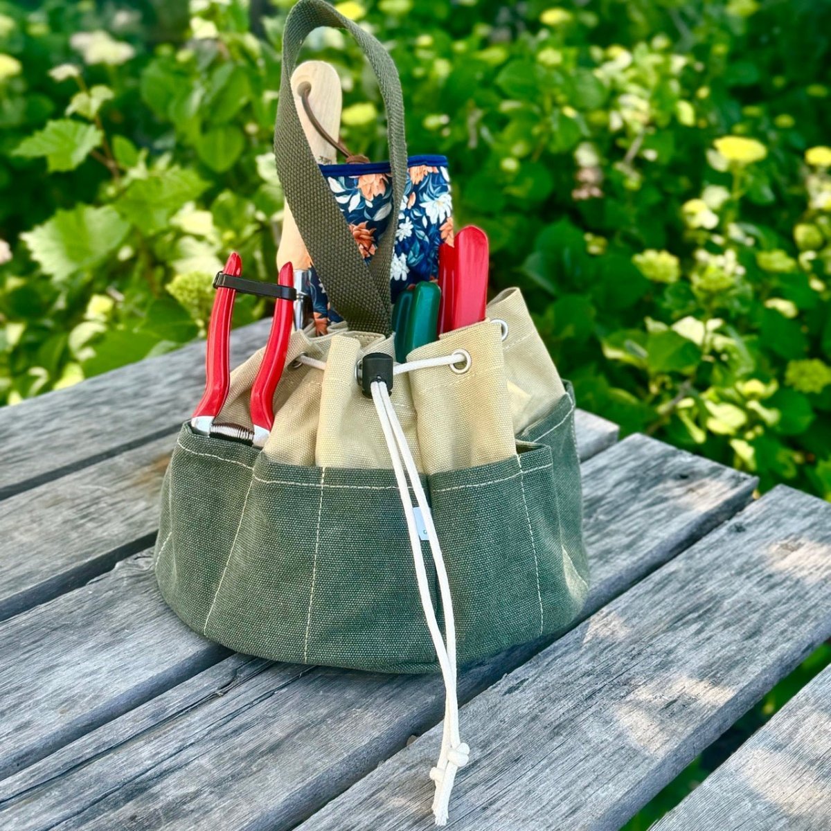 Heavy Waxed Canvas Garden Bucket Bag - Napa Valley Wildflower Co.