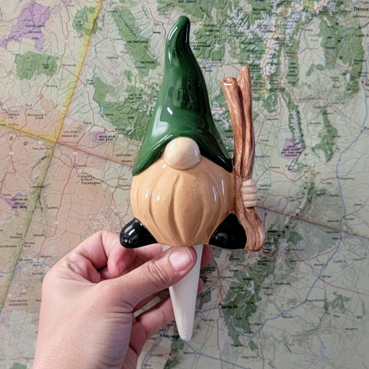 Hiking Gnome Ceramic Watering Spike - Napa Valley Wildflower Co.