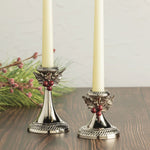 Holly Leaf & Berry Metal Candlesticks | 2 Sizes - Napa Valley Wildflower Co.