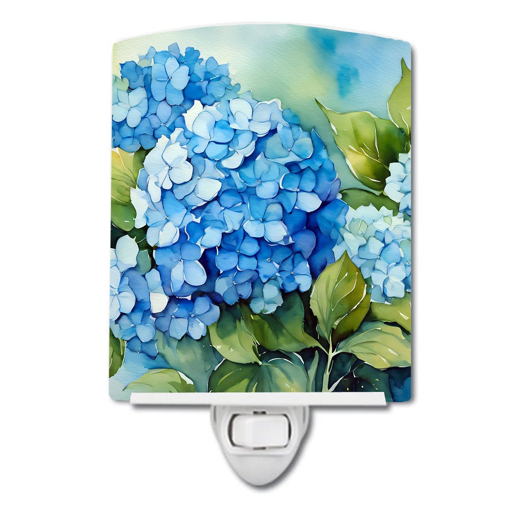 Hydrangeas in Watercolor Ceramic Nightlight - Napa Valley Wildflower Co.