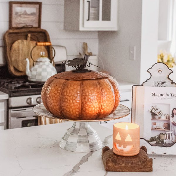 Indoor/Outdoor Metal Pumpkin with Lid - Napa Valley Wildflower Co.