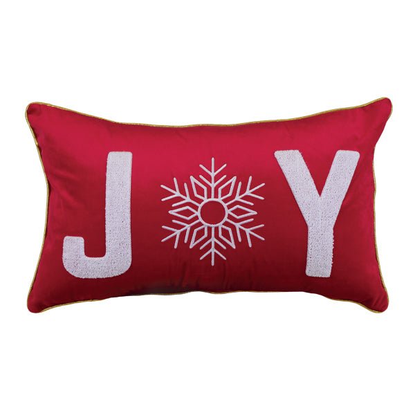 Joy Rectangle Throw Pillow | Red &amp; White Holiday Elegance - Napa Valley Wildflower Co.