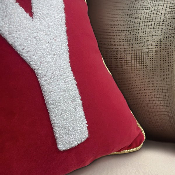 Joy Rectangle Throw Pillow | Red &amp; White Holiday Elegance - Napa Valley Wildflower Co.