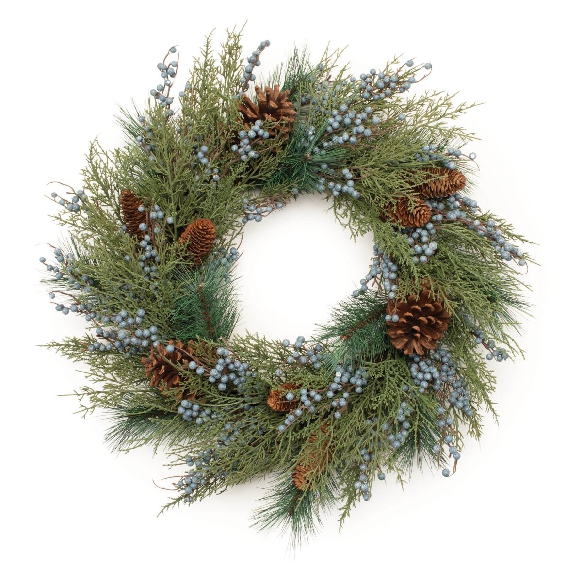 Juniper and Pinecone Mixed Pine Wreath | 24 - Inch Seasonal Accent - Napa Valley Wildflower Co.