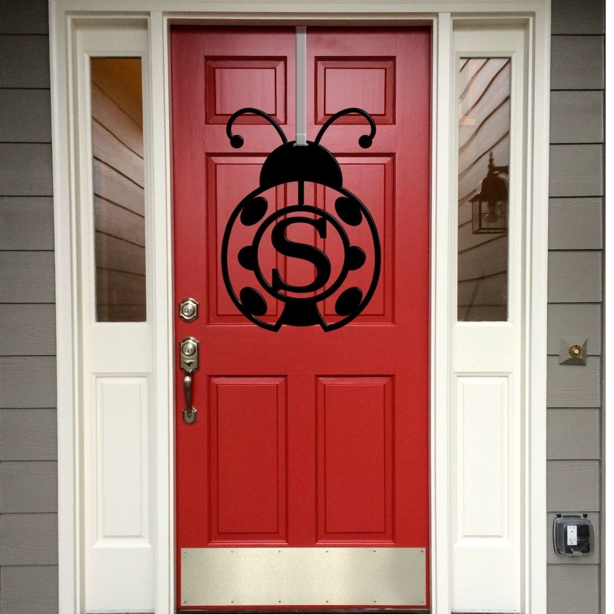 Lady Bug Monogram Door Hanger - Whimsical Spring Charm - Napa Valley Wildflower Co.