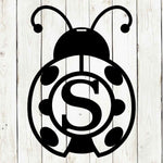 Lady Bug Monogram Door Hanger - Whimsical Spring Charm - Napa Valley Wildflower Co.