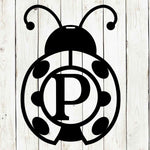 Lady Bug Monogram Door Hanger - Whimsical Spring Charm - Napa Valley Wildflower Co.