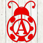 Lady Bug Monogram Door Hanger - Whimsical Spring Charm - Napa Valley Wildflower Co.