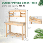Large Wooden Potting Bench with Sink & Storage – Garden Work Table with Display Rack - Napa Valley Wildflower Co.