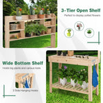 Large Wooden Potting Bench with Sink & Storage – Garden Work Table with Display Rack - Napa Valley Wildflower Co.