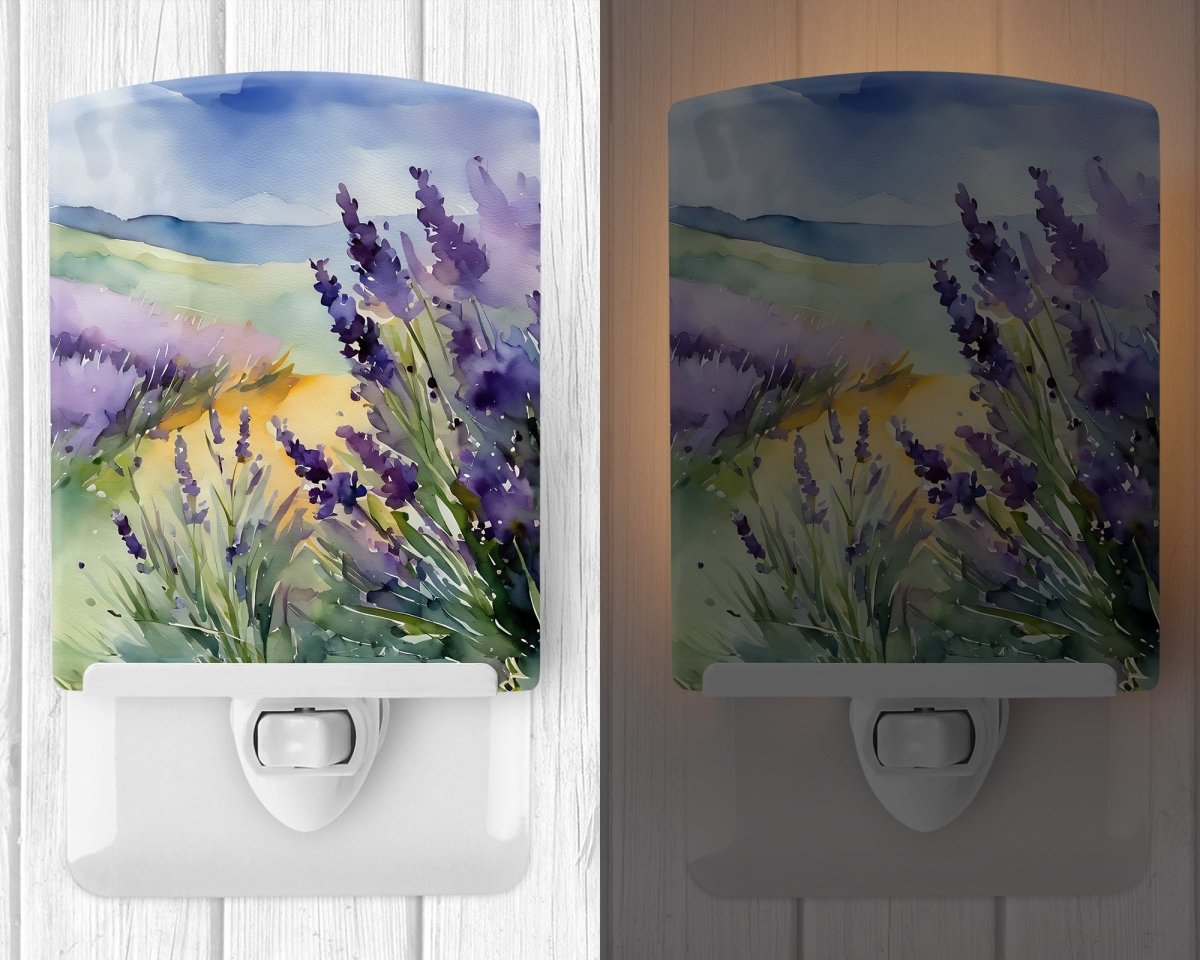 Lavender in Watercolor Ceramic Nightlight (Design A) - Napa Valley Wildflower Co.